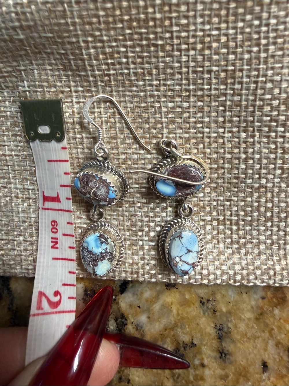 Sterling Silver Blue Turquoise Dangle Earrings - Women Jewelry